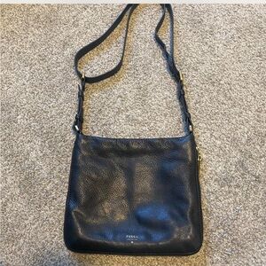 Fossil black leather crossbody purse